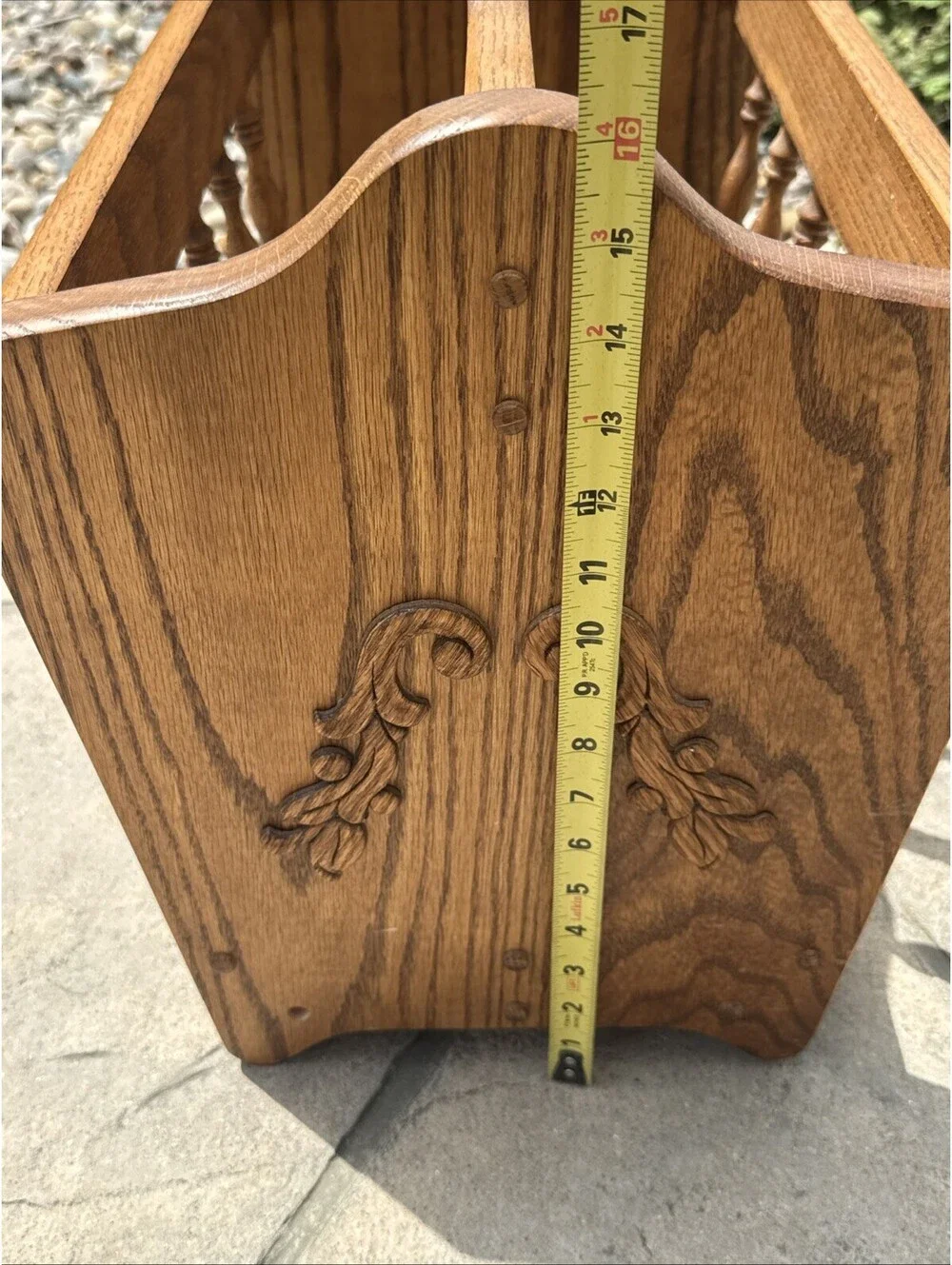 Solid Wood Oak Magazine Records LP Holder With Spindles MCM 2 Sections 19x16x12”